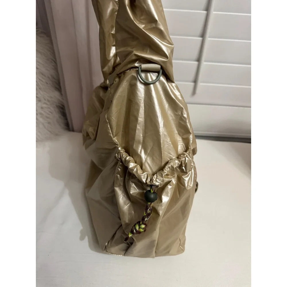 Urban Outfitters Metallic Gold Drawstring Bucket Bag Shimmer Hobo Shoulder Purse